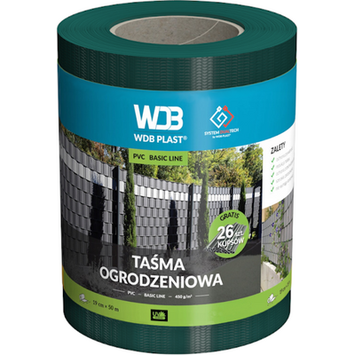Taśma ogrodzeniowa WDB PLAST Basic Line 19 cm x 50 m - szara (1)