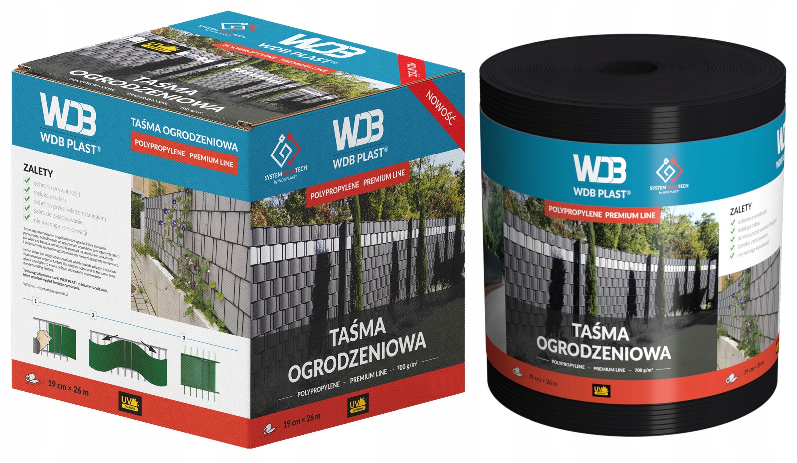 Taśma ogrodzeniowa WDB Plast Premium Line 19cm (antracyt)